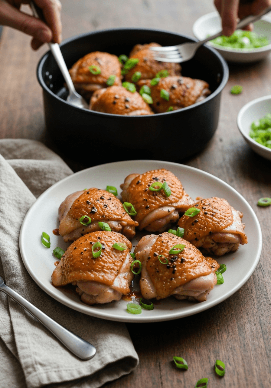 Air fryer chicken thighs with crispy skin
