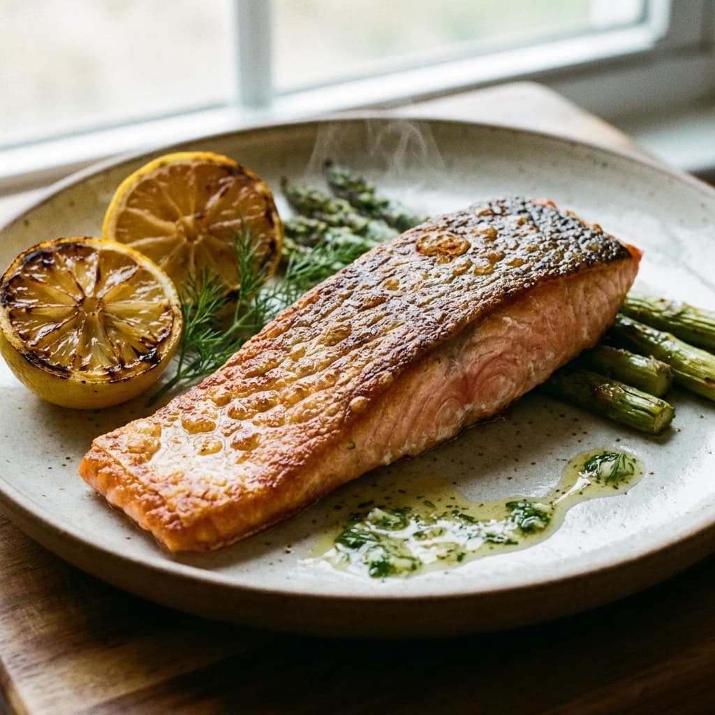 Air Fryer Salmon: Crispy-skinned salmon in the air fryer, ready in under 15 minutes.