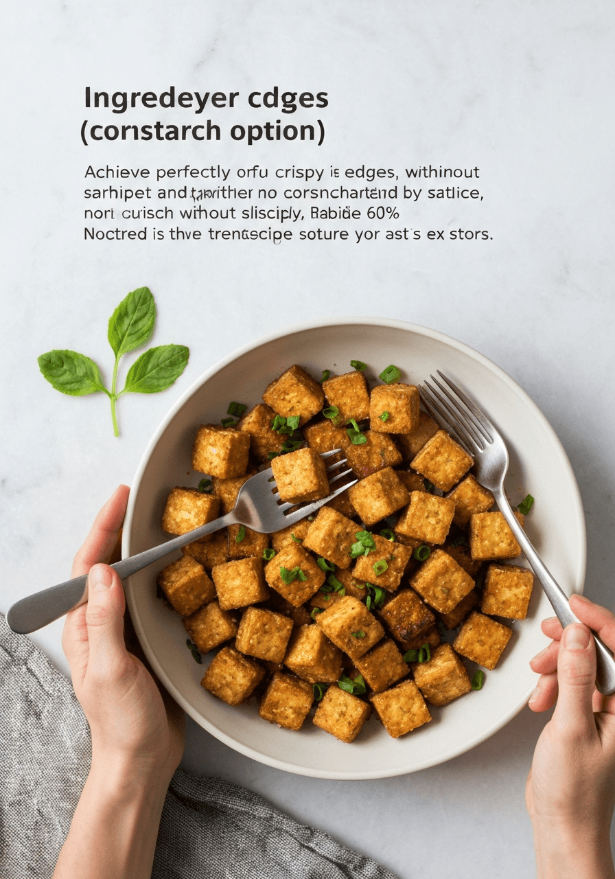 Crispy air fryer tofu cubes on a plate