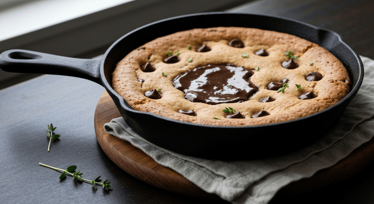 Crispy edges, molten center. This chocolate chip skillet cookie is the ultimate comfort dessert, perfect for sharing (or not!).