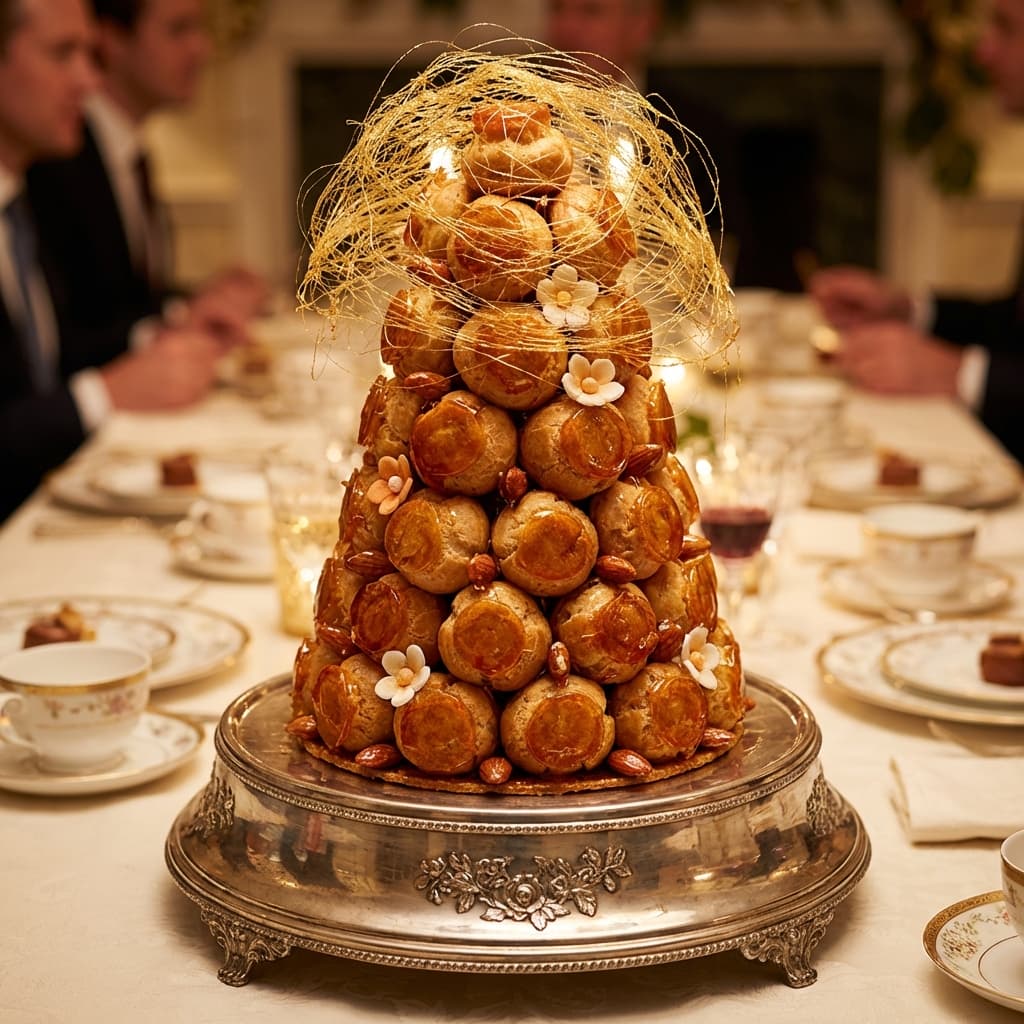 Croquembouche: A defy-gravity tower of caramel and danger.