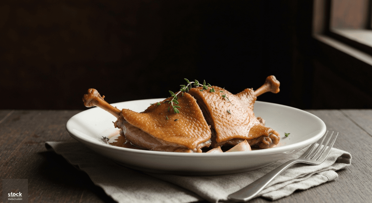 Duck Confit — Preserved in Fat: Experience the rich, tender succulence of duck confit, a French culinary tradition that transforms simple ingredients into a luxurious delicacy. Crispy skin, melt-in...