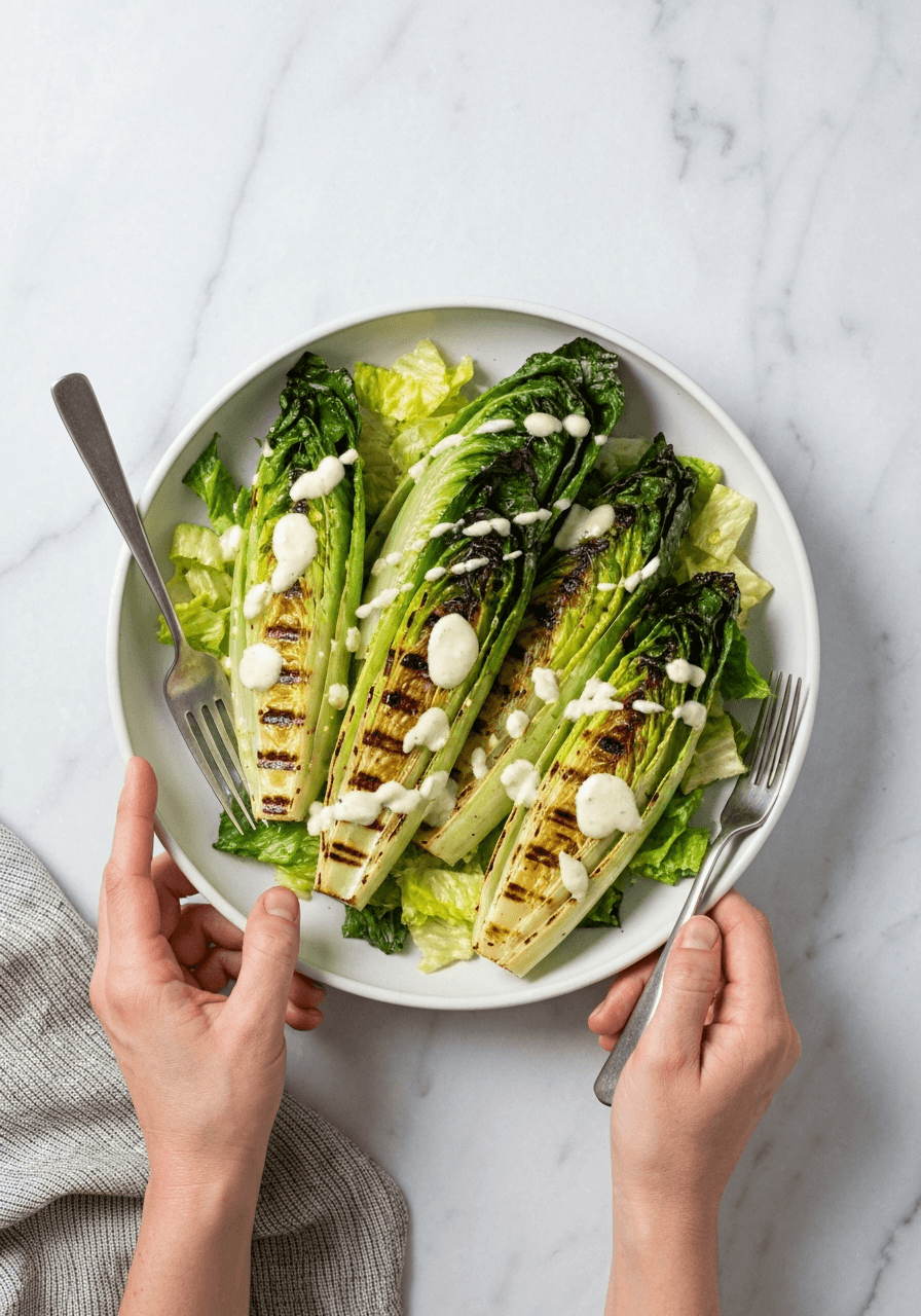 Grilled Romaine Salad with Caesar Dressing