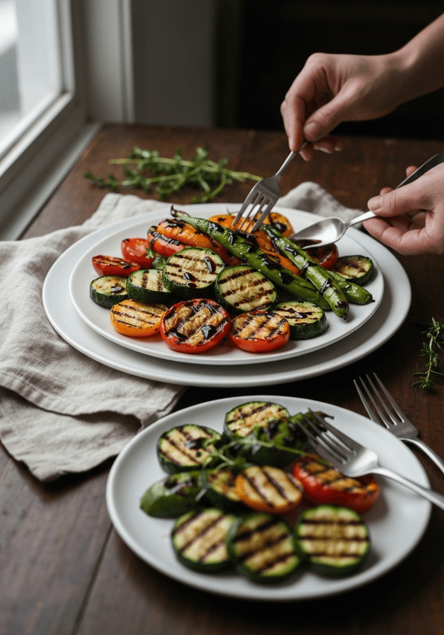 Grilled Vegetable Platter — Balsamic: A colorful and flavorful grilled vegetable platter, drizzled with a tangy balsamic glaze. The perfect way to showcase seasonal produce and elevate your grillin...