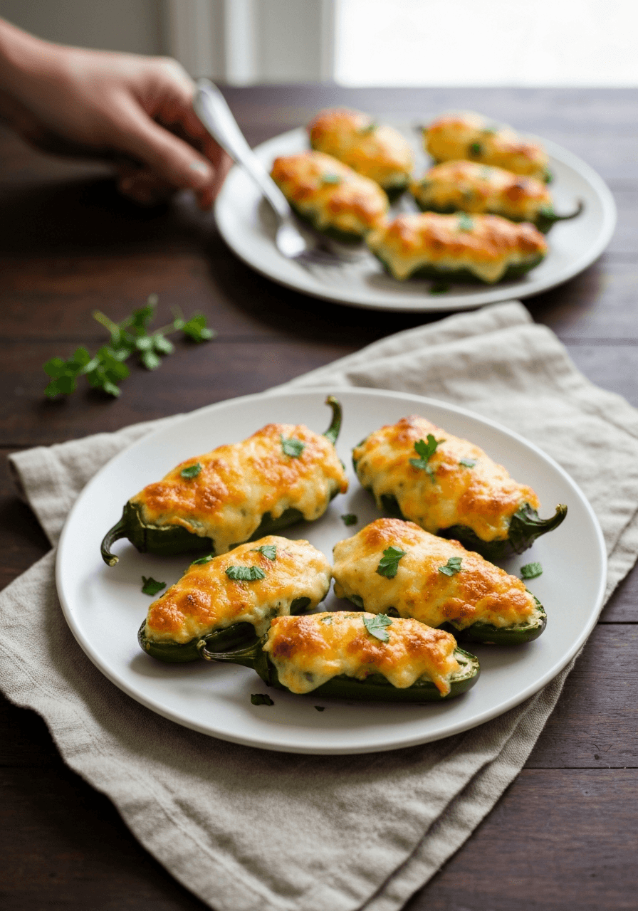 Jalapeno Poppers — Baked Not Fried: Skip the fryer, not the flavor! These baked jalapeno poppers are creamy, cheesy, and perfectly crispy.