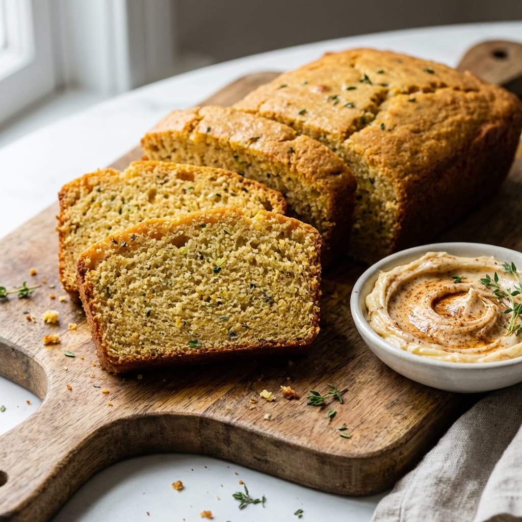 Cornbread with a warm spice halo.