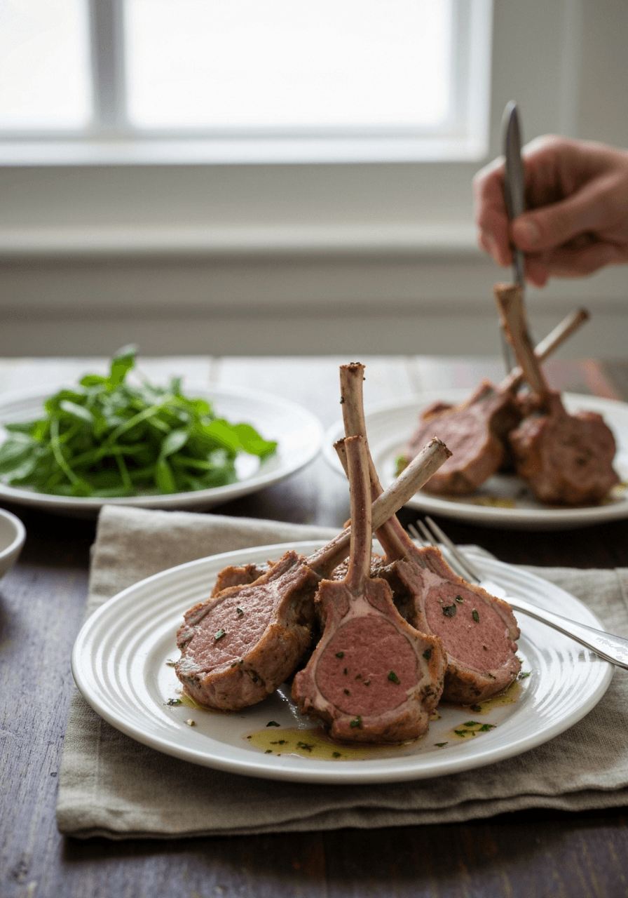 Lamb Chops — Herb Crusted: Crispy herb crust gives way to tender, rosy lamb. A special occasion dish ready in minutes.