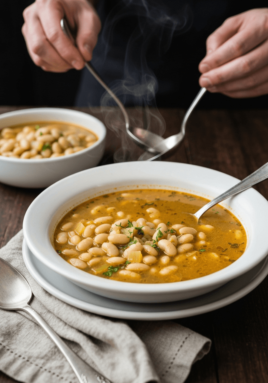 Lemony White Bean Soup with Turkey recipe