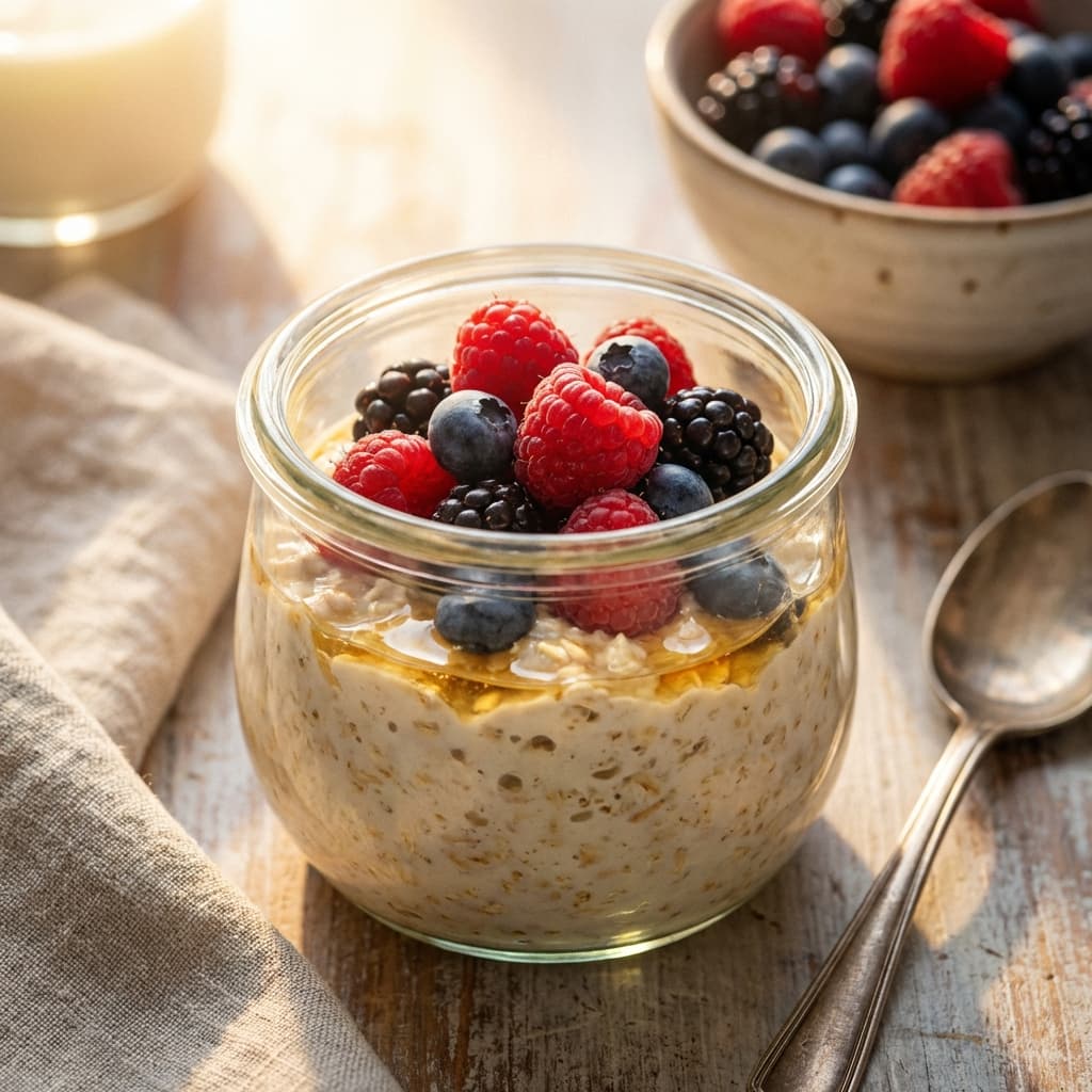 Overnight Oats (Base + 3 Builds): No-cook overnight oats with three flavor builds for the week.
