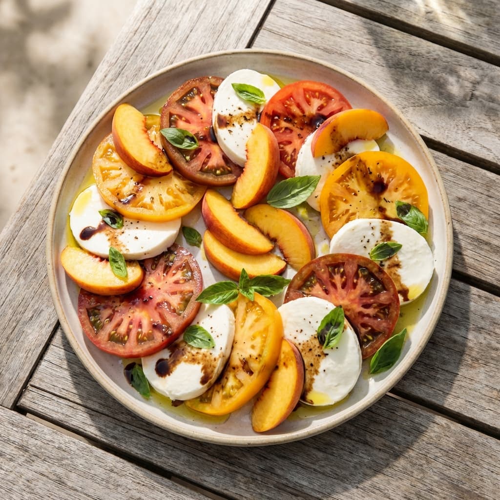 Peach + Pepper Vinegar Caprese (Yes, Really)