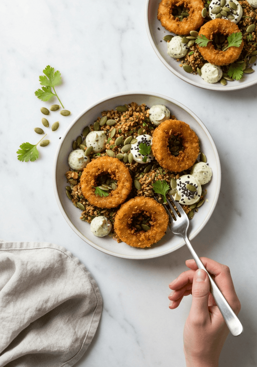RAW Vegan Onion Rings Recipe Crispy 😱 (with the PERFECT dipping sauce!)