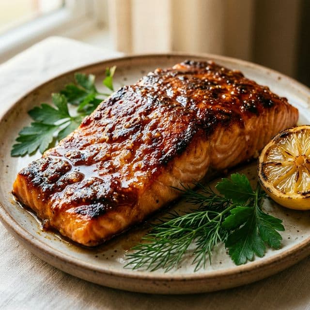 Roasted Salmon with Brown Sugar & Mustard