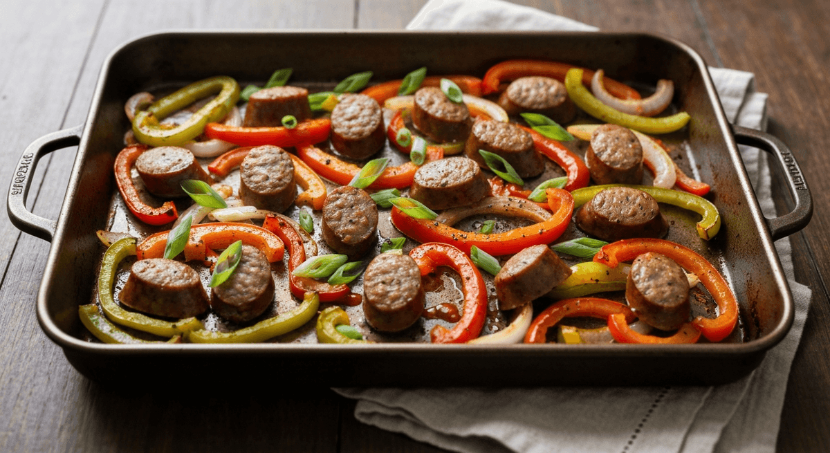 Sheet Pan Sausage + Peppers + Onions (Browned, Not Watery)