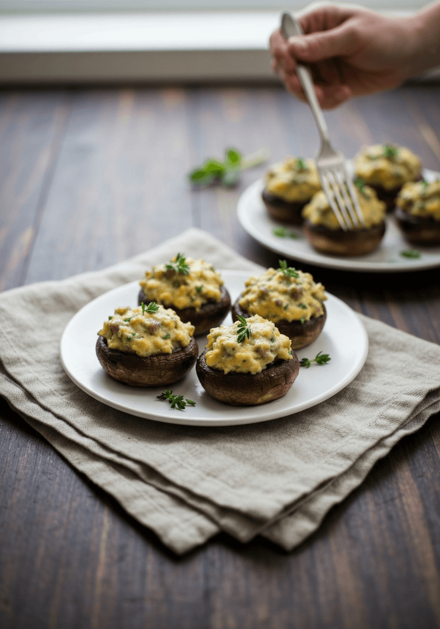 Sausage Cream Cheese Stuffed Mushrooms: Elegant and flavorful sausage stuffed mushrooms, perfect for parties and gatherings. The pre-cooked sausage ensures food safety and a delicious appetizer.