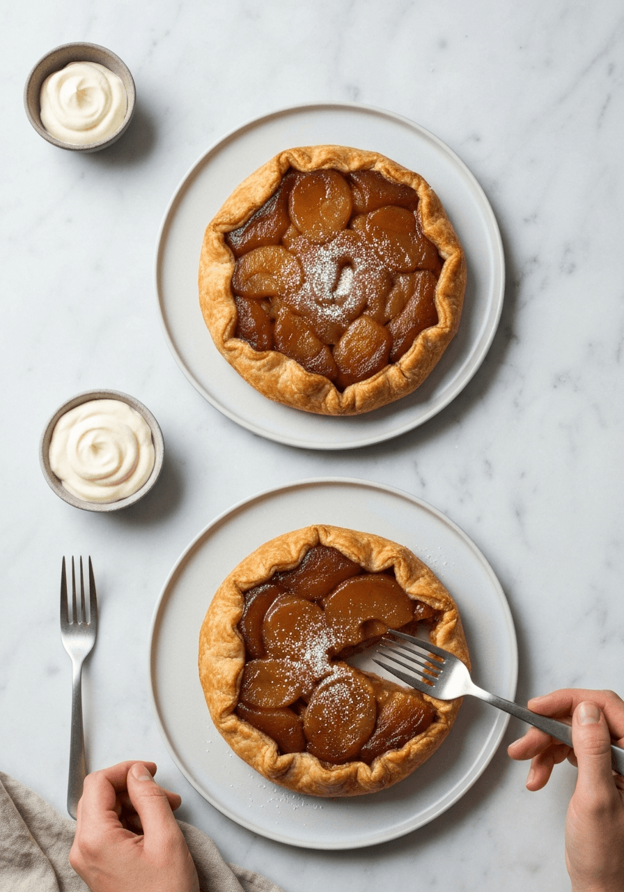 Tarte Tatin — Upside Down: A French classic reimagined: tender, caramelized apples baked upside down under a golden, flaky crust. Simple elegance in every bite.