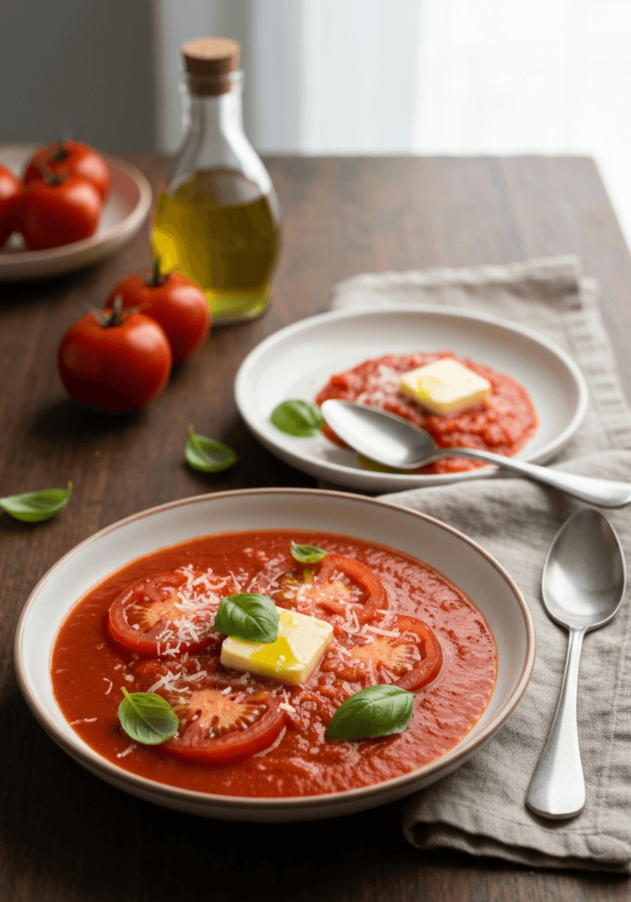 3-Ingredient Tomato Sauce: Tomatoes, butter, onion. No chopping. Pure alchemy.