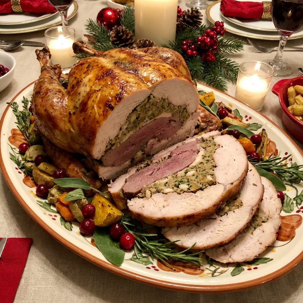 Turducken: Poultry Inception: A bird, inside a bird, inside a bird.