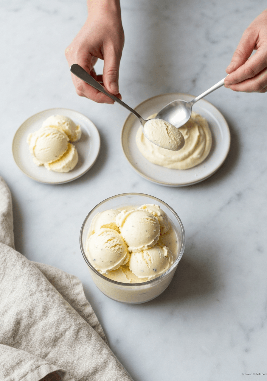 Indulge in the pure, velvety texture of homemade vanilla ice cream. This custard-style base is the perfect foundation for your favorite frozen creations.
